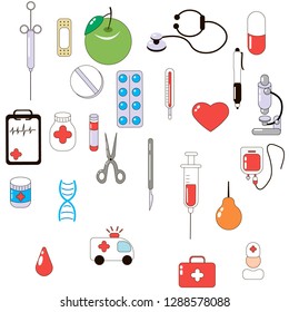 Medical Items Icons Vector Stock Vector (Royalty Free) 1288578088 ...