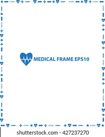 Medical Items Set Frame With White Space