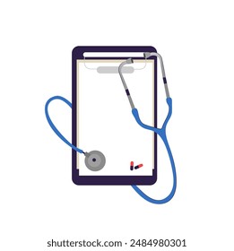 Medical items Stethoscope and tablet