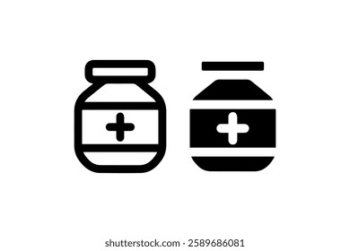 Medical jar icon with plus symbol Vector