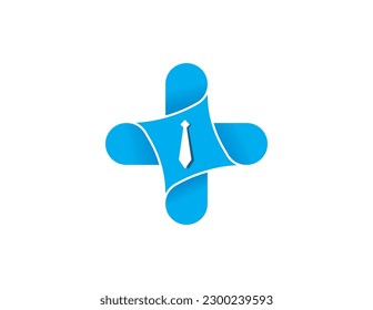 Medical Job Logo Concept sign icon symbol Element Design. Plus with Tie Logotype. Vector illustration logo template