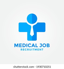 Medical job logo design template. People shape with medical symbol concept combination.