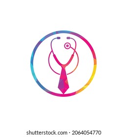 Medical job logo design template. Medical jobs logo inspiration with tie and stethoscope logo design.