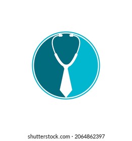 Medical job logo design template. Medical jobs logo inspiration with tie and stethoscope logo design.