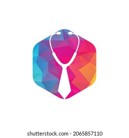 Medical job logo design template. Medical jobs logo inspiration with tie and stethoscope logo design.