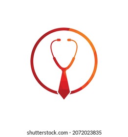 Medical job logo design template. Medical jobs logo inspiration with tie and stethoscope logo design.