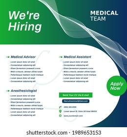 Medical job vacancy social media post template. Landing page concept on square layout design
