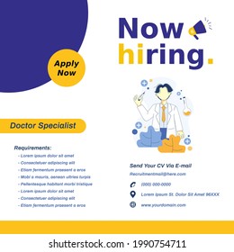 Medical job vacancy social media post template. Landing page concept on square layout design