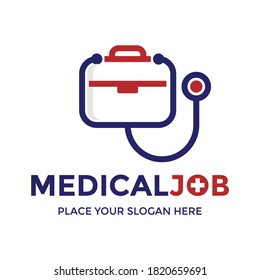 Medical job vector logo template. This design use bag work symbol. Suitable for health. 