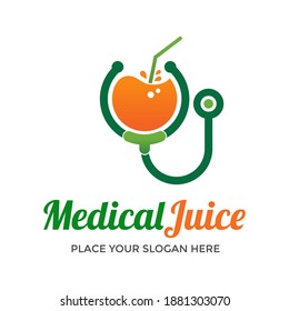 Vorlage für medizinisches Saft, Vektorgrafik-Logo. Dieses Design verwendet Stethoskop-Symbol. Geeignet für Gesundheit.