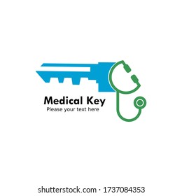 Medical key logo design template illustration. there are key and stethoscope. this is good for medical
