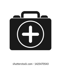 Medical kit bag. First aid case. Vector icon.