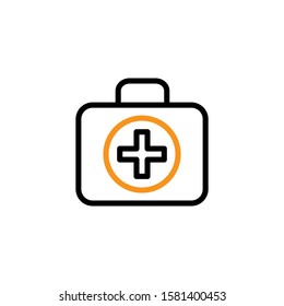 Medical kit bag icon. Line and two colour design template