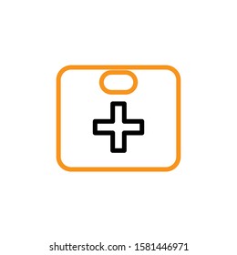 Medical kit bag icon. Line and two colour design template