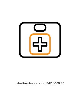 Medical kit bag icon. Line and two colour design template