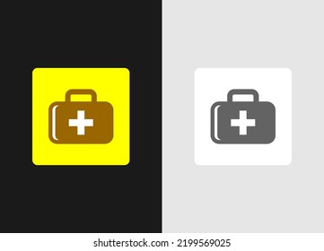 Medical Kit Bag Icon. Modern Icon Element Illustration. Black And White Isolated Background. Futuristic Icon For Web, Computer, Technology. Vector Eps 10