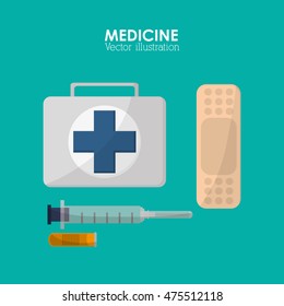 medical kit bandage injection health care hospital icon. Colorful design. Vector illustration