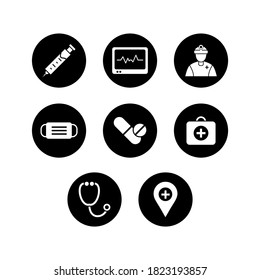 Medical kit black and white icon style