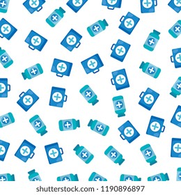 medical kit and bottles pattern background
