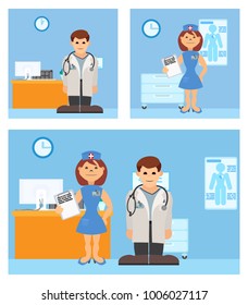 medical kit doctor and nurse staff vector