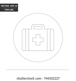 Medical kit flat thin line icon. Vector illustration.