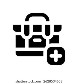 medical kit glyph icon. Strong and solid vector icon for websites, mobile interfaces, presentations, and visual branding. High quality and easy to edit.