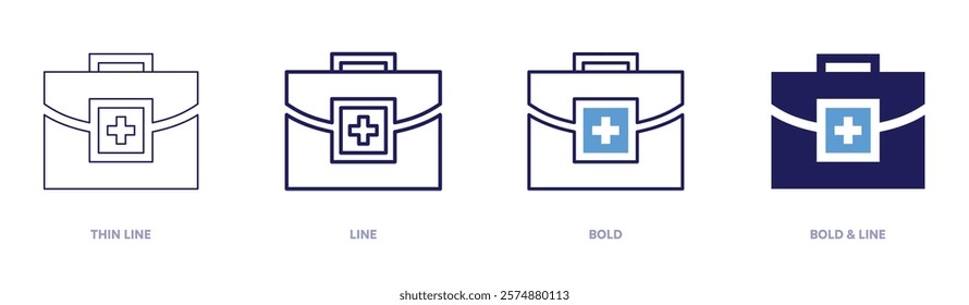 Medical kit icon in 4 different styles. Thin Line, Line, Bold, and Bold Line. Duotone style. Editable stroke.