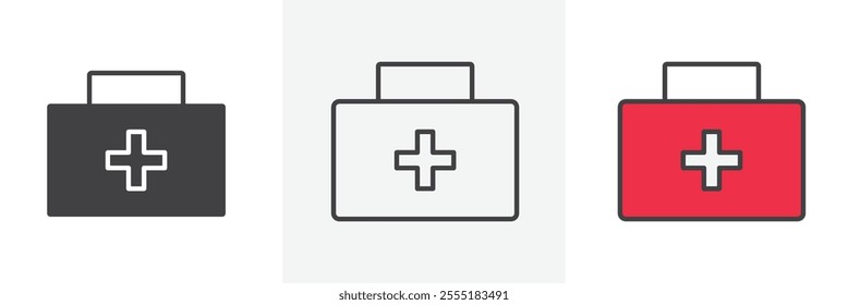 Medical kit icon collection in black and colored style.