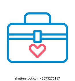 Medical kit icon with heart. Concept of healthcare, first aid, and emergency.