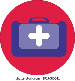 Medical kit icon on red background. Royalty free and fully editable. 