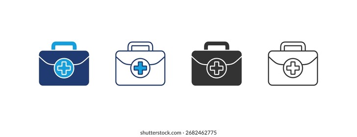 Conjunto de iconos de kit médico Colección de estilo múltiple
