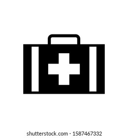 medical kit icon vector in black flat design on white background