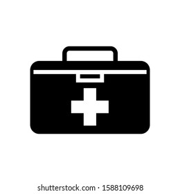 medical kit icon vector in black flat design on white background