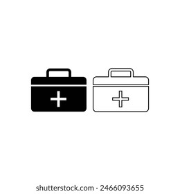 Medical kit icon vector design silhouette and line