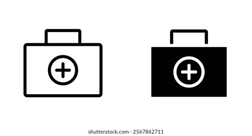 Medical kit icons collection in Filled flat and thin line style.
