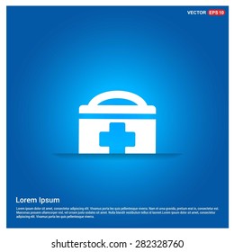 Medical Kit insurance Icon - abstract logo type icon - abstract glowing blue background. Vector illustration