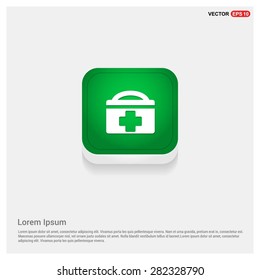 Medical Kit insurance Icon - abstract logo type icon - green abstract 3d button with light board and shadow on gray background. Vector illustration