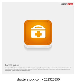 Medical Kit insurance Icon - abstract logo type icon - Orange abstract 3d button with light board and shadow on gray background. Vector illustration