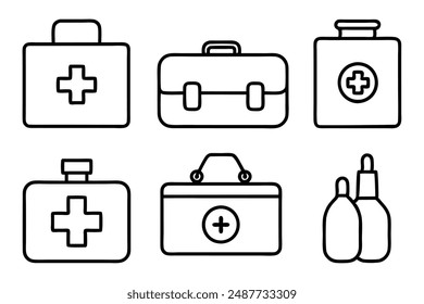 Medical kit line art illustration Clean and Clear Medical Icons