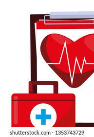 medical kit with medicine icons