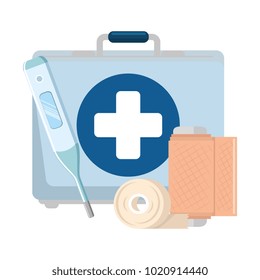 medical kit with thermometer and bandages