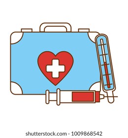 medical kit with thermometer and injection
