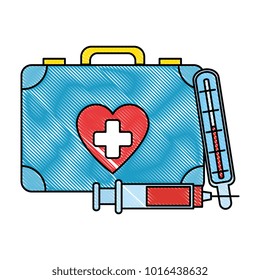 medical kit with thermometer and injection