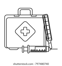 medical kit with thermometer and injection