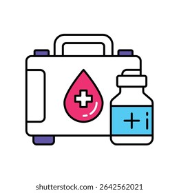 Vector de kit médico Icono de estilo de ilustración de contorno lleno. Archivo EPS 10

