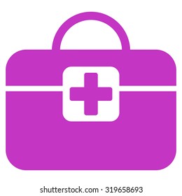 Medical Kit vector icon. Style is flat symbol, violet color, rounded angles, white background.