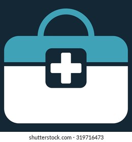 Medical Kit vector icon. Style is bicolor flat symbol, blue and white colors, rounded angles, dark blue background.