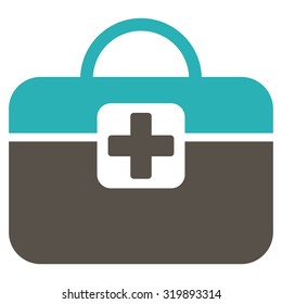Medical Kit vector icon. Style is bicolor flat symbol, grey and cyan colors, rounded angles, white background.