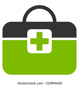 Medical Kit vector icon. Style is bicolor flat symbol, eco green and gray colors, rounded angles, white background.