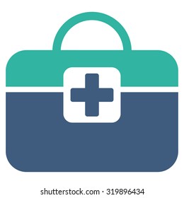 Medical Kit vector icon. Style is bicolor flat symbol, cobalt and cyan colors, rounded angles, white background.